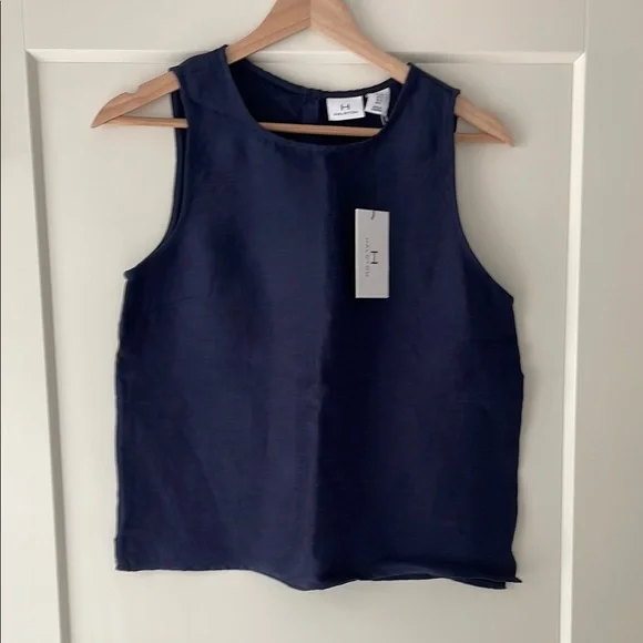 Halston Navy Sleeveless Top - Picture 1 of 4